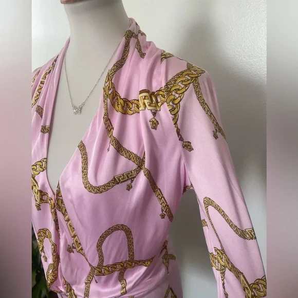 Versace Chain Pink loose long sleeve bodysuit - Picture 5 of 16